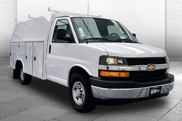 2026 Chevrolet Express Cutaway 3500 Base in Summit White — front three-quarter view