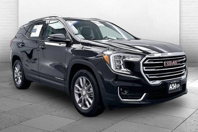 2023 GMC Terrain SLT in Ebony Twilight Metallic — front three-quarter view
